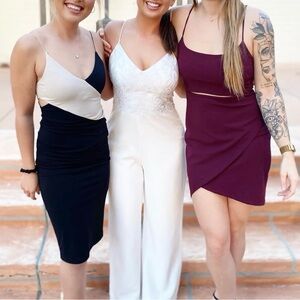 Eliza J white jumpsuit bridal or wedding